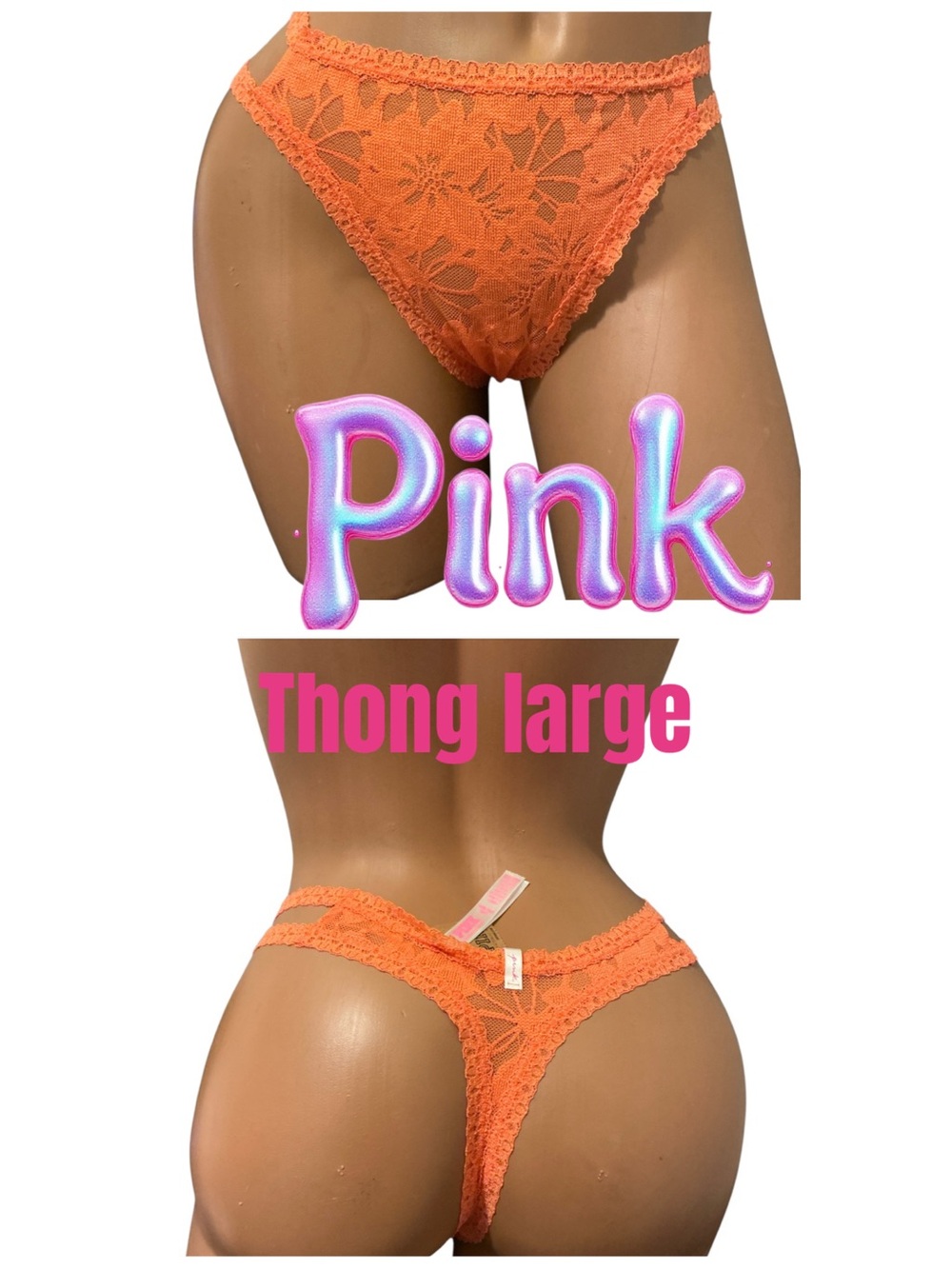 PINK Victoria's Secret Orange Lace Thong
